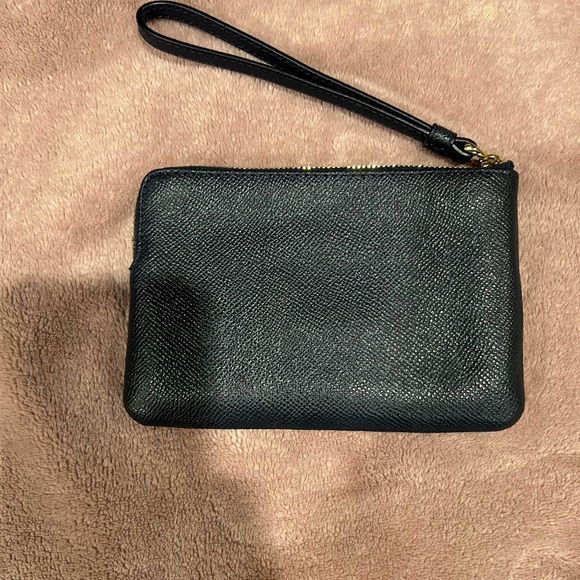 Coach Navy Blue Textured Leather Woman’s Wristlet - Picture 2 of 4